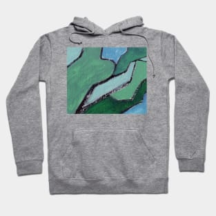 Cobalt Blue Navy Green Abstract Art Hoodie